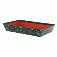 Corbeille carton rectangle Noel Vert 33x20 - Corbeille carton rectangle Noel Vert 33x20 -