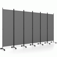 COSTWAY paravent sur roulettes 334,5 x 172 cm, 6 panneaux pliables en tissu, gris - gris métal TH32117SD COSTWAY paravent sur roulettes 334,5 x 172 cm, 6 panneaux pliables en tissu, gris - gris métal TH32117SD