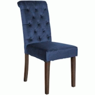 Décoshop26 - Chaise de salle à manger x1 dossier capitonné en velours bleu pieds en bois marron 10_0002048 - marron 3000250808989 Décoshop26 - Chaise de salle à manger x1 dossier capitonné en velours bleu pieds en bois marron 10_0002048 - marron 3000250808989