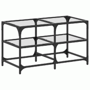 Décoshop26 - Table basse de salon design moderne avec dessus en verre transparent 78,5 x 40 x 45cm acier DEC037375 - verre 3000263246327