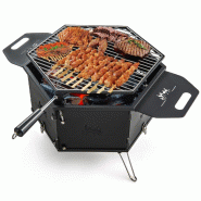 Helloshop26 - Barbecue charbon portable 3 en 1 77 x 74 x 38 cm multifonctions pliable usage extérieur ambiance conviviale en acier 20_0020476 - 30002