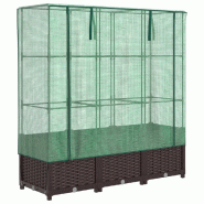 Helloshop26 - Jardinière bac lit surélevé plantes fleurs terrasse jardin surélevée avec housse aspect rotin 120 x 40 x 138 cm Marron 02_0038739 - Helloshop26 - Jardinière bac lit surélevé plantes fleurs terrasse jardin surélevée avec housse aspect rotin 120 x 40 x 138 cm Marron 02_0038739 -