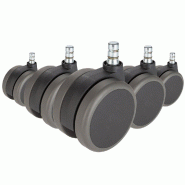 Hjh OFFICE 5x roulettes pour sols durs ROLO No-Noise 11mm / 75 mm roues pour chaises bureaux (lot de 5) hjh OFF - noir multi-matériau 619019