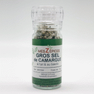 MesZépices - Gros sel de Camargue à l'ail et au basilic - Moulin rechargeable 70 g - 3662310006805