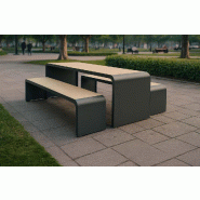 Table Pique-Nique New York - Métal/Compact HPL - Lames en Acier Anticorrosion et Poudré Anti-UV