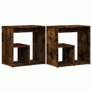 VidaXL Tables d'appoint 2 pcs chêne fumé 50x30x50 cm bois d'ingénierie Modèle Atlas Master Compact - 840564