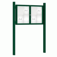 Vitrine extérieure peinte 75 - sur poteaux oblongs - Affichage de 8 à 30 A4 - Plexi chocs_0