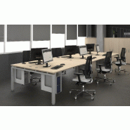 Bureau bench ECO 6 personnes - Mobel Linea. - Blanc 9010, Acacia clair, 420_1