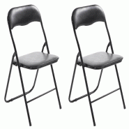 Décoshop26 - Lot de 2 chaises pliantes en métal pour réception et usage quotidien structure métallique noir assises PVC noir 10_0008402 - 30002666