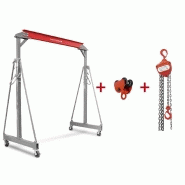 Grue à portique 2 t + palan à chaînes avec chariot intégré 2000kg MW Tools PTLK2-SET2000 Grue à portique 2 t + palan à chaînes avec chariot intégré 2000kg MW Tools PTLK2-SET2000