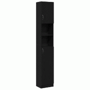 Helloshop26 - Armoire de salle de bain bois d'ingénierie avec grand espace de rangement moderne 32 x 25 x 190 cm en bois noir 02_0051793 - noir Bois