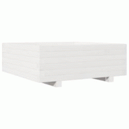 Helloshop26 - Jardinière bac lit surélevé plantes fleurs terrasse jardin 70 x 70 x 26,5 cm bois de pin massif blanc 02_0037811 - 3000217631315