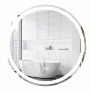 Helloshop26 - Miroir de salle de bain LED rond 60 cm avec fonction anti-buée et éclairage réglable style contemporain en verre 20_0019644 - 3000233