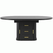 Merax table à manger extensible 118-158 cm, ronde noire, grand rangement, tiroirs et portes latérales, MDF - noir Bois manufacturé N620CZ260205S