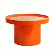 Oviala Business Table basse ronde 50 cm en MDF effet laqué orange - orange Bois manufacturé 114320