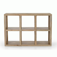 Présentoir bas Modu' Wood 6 cases bois massif 130x40x90cm