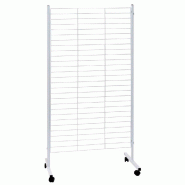 Présentoir grille 85,5x159cm - double face - 4 roues - blanc - acier