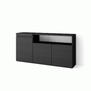 SKRAUT HOME Buffet salon et cuisine, 150x75x35cm, 3 Portes, Meuble chaussure, Noir - noir Bois manufacturé 67_5