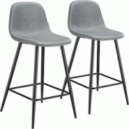 Tectake Chaise de bar WILLOW rembourrée avec dossier et repose-pieds - Lot de 2 - 405860 - gris polyester 405860 Tectake Chaise de bar WILLOW rembourrée avec dossier et repose-pieds - Lot de 2 - 405860 - gris polyester 405860