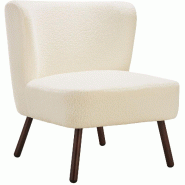 TecTake GmbH tectake Fauteuil cocktail Teddy RODINA 2  Bouclé Blanc Cassé - beige multi-matériau 406088