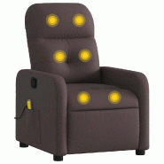 VidaXL Fauteuil de massage inclinable Marron foncé Tissu Modèle Brellia - 8721012371682