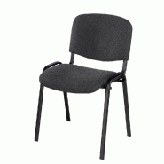 Chaise Iso tissu anthracite - confortable et empilable - piétement en acier peint époxy noir