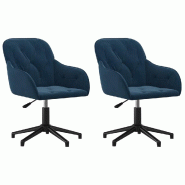 Chaises pivotantes à manger lot de 2 Bleu Velours Modèle Cascade Plus - 3103376