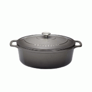 Cocotte ovale 29 cm chasseur gris caviar interieur noir 500 cl Ovale Fonte émaillée Chasseur 37x23 cm - gris 3244334729894