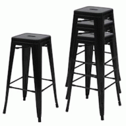 Décoshop26 - 4x tabourets de bar design industriel en métal empilable noir 04_0005227 - noir 3000039832693