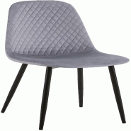 Décoshop26 - Chaise de salle à manger x1 coutures décoratives losanges assise en velours gris pieds métal noir mat 10_0002248 - gris métal 300025