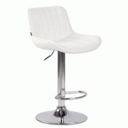 Décoshop26 - Tabouret de bar chaise haute x1 en PVC blanc coutures verticales support en métal chromé 10_0005097 - blanc 3000252461281 Décoshop26 - Tabouret de bar chaise haute x1 en PVC blanc coutures verticales support en métal chromé 10_0005097 - blanc 3000252461281