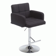 Décoshop26 - Tabouret de bar x1 avec accoudoirs et dossier confortable en tissu noir pieds métal chromé TDB10783 - noir 3000252943886
