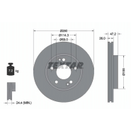 Disque de frein Textar 92161603 - ventilé de l'intérieur - boîte de 1 disque Disque de frein Textar 92161603 - ventilé de l'intérieur - boîte de 1 disque