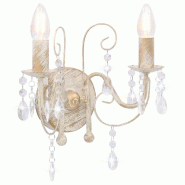 Helloshop26 - Applique murale à perles élégante design intérieur 29,5 x 29 cm ambiance cosy en métal blanc antique 02_0046398 - blanc métal 3000