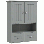 Helloshop26 - Armoire murale de salle de bain 50,8 x 17,8 x 66 cm gain de place fermeture aimantée tiroirs moderne épuré en MDF gris 21_0002663 - g