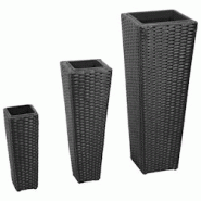 Helloshop26 - Jardinière lit surélevé plantes fleurs jardin 3 pièces résine tressée noir 02_0001353 - 3000077241532 Helloshop26 - Jardinière lit surélevé plantes fleurs jardin 3 pièces résine tressée noir 02_0001353 - 3000077241532