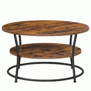 Helloshop26 - Table basse table de salon buffet bas 2 niveaux avec étagère de rangement montage facile structure en métal style 12_0007484 - 300022