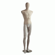 Mannequin homme Vintage - tête et buste en lin écru - jambes en fibre de verre écru