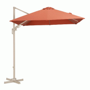 Proloisirs Parasol Déporté NH 3X3 m Orientable Crème/Sienne - orange aluminium Y608