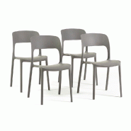 RATTATAN Lot de 4 chaises empilables en polypropylène avec fibre de verre pour jardin ou intérieur, hydrofuges et résistantes, design moderne – B