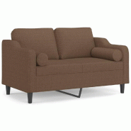 VidaXL Canapé 2 places avec oreillers décoratifs marron 120 cm tissu Modèle Yorelia - 3200840
