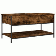 VidaXL Table basse chêne fumé 100x50x50 cm bois d'ingénierie et métal Modèle Prestige Royale - 845348