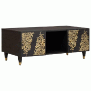 VidaXL Table basse Noir 100 x 54 x 40 cm Bois de mangue massif Modèle Luna Bistro - 4018820