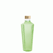 Zafferano Handy Bouteille en Verre Borosilicaté Vert Pomme Design Élégant avec Rainures Verticales et Bouchons Satinés Interchangeables pour Table