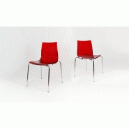 Chaise rouge transparente pieds en acier chrome - rojo
