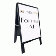 Chevalet bois porte affiche aluminium A1 - cadre bois noir - 1060 x 620 mm - système clic clac - écriture feutre craie - PEFC - intérieur et extérieur Chevalet bois porte affiche aluminium A1 - cadre bois noir - 1060 x 620 mm - système clic clac - écriture feutre craie - PEFC - intérieur et extérieur