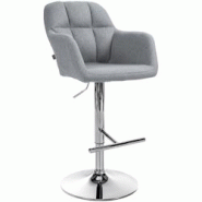CLP Tabouret de bar Natoma Tissu Gris/Métal chromé - gris textile 322947 CLP Tabouret de bar Natoma Tissu Gris/Métal chromé - gris textile 322947