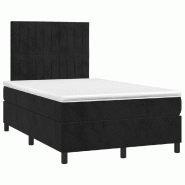 Décoshop26 - Cadre de lit LED avec sommier tête de lit matelas 120 x 200 cm tissu velours noir TDL0209277 - noir 3001707947763