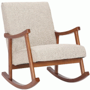 Décoshop26 - Fauteuil à bascule style rocking chair en tissu crème et pied en bois FAB10067 - beige Bois massif 3000911569600 Décoshop26 - Fauteuil à bascule style rocking chair en tissu crème et pied en bois FAB10067 - beige Bois massif 3000911569600