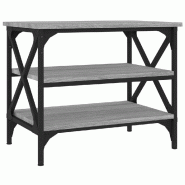Décoshop26 - Table d'appoint avec étagère style industriel 55 x 38 x 45 cm bois d'ingénierie gris et fer DEC040303 - gris Bois massif 3000264858352